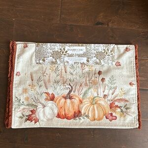 Shabby Chic  Fall Floral Placemats Set Of 4 Thanksgiving Pumpkins New